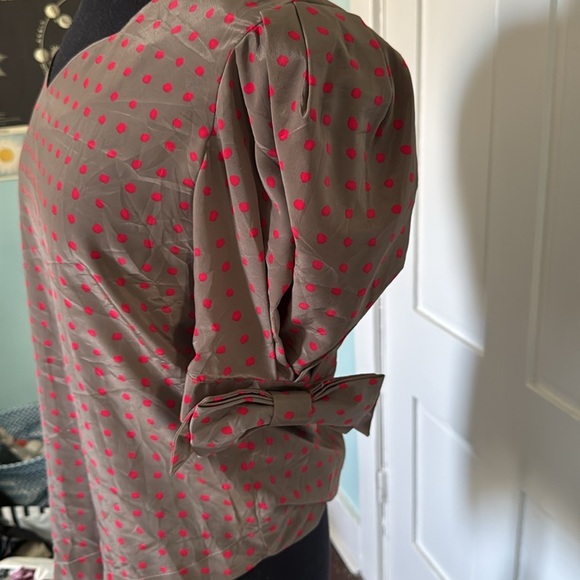 José Alvarez 1980 high couture bow tie vintage asymmetrical polkadot top - Picture 2 of 6